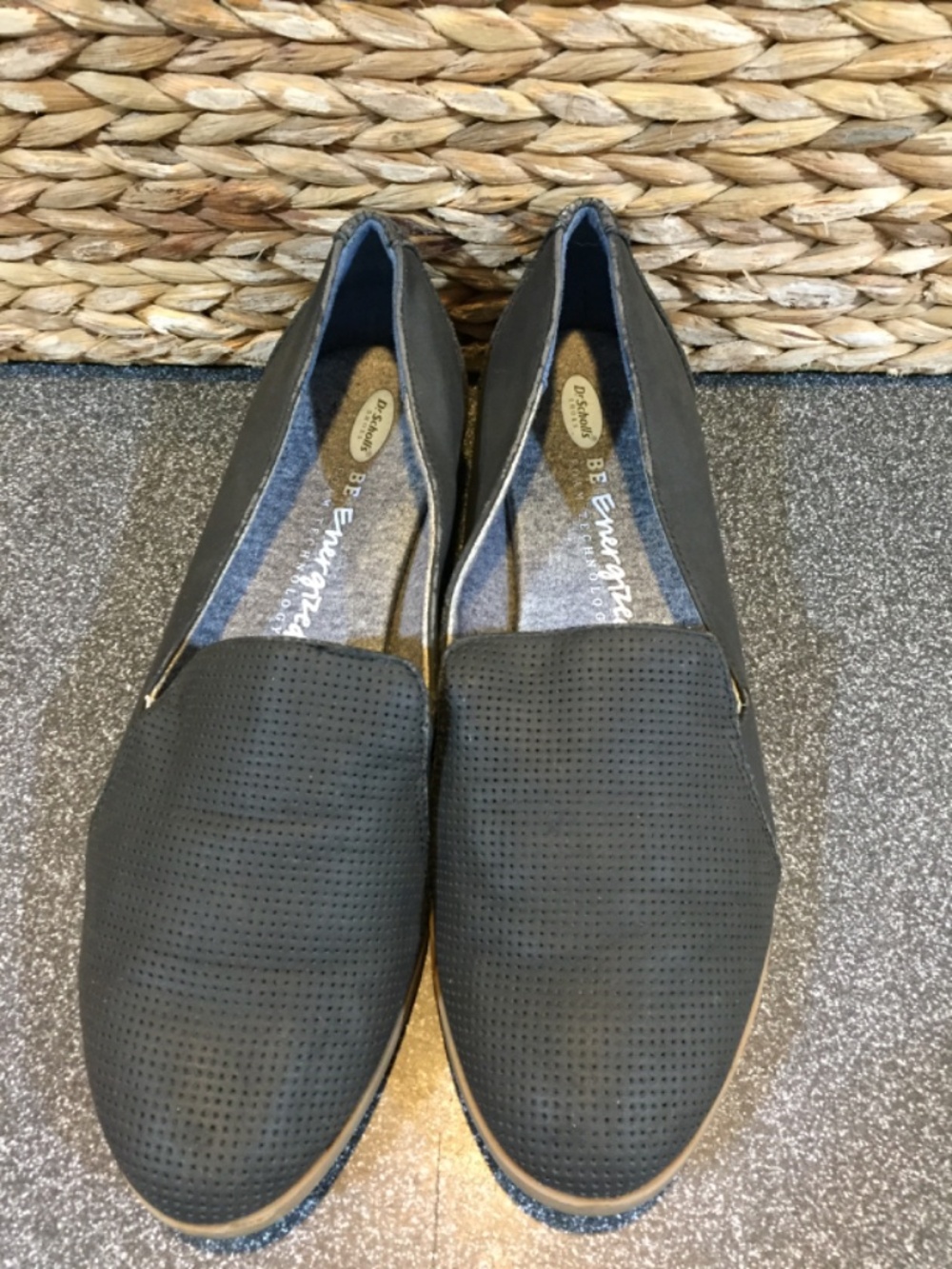 Dr. Scholl's Black Perforated Slip-On Flats